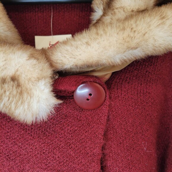 ELLEN TRACY Faux Fur Collar Cardigan NWT - Picture 7 of 10